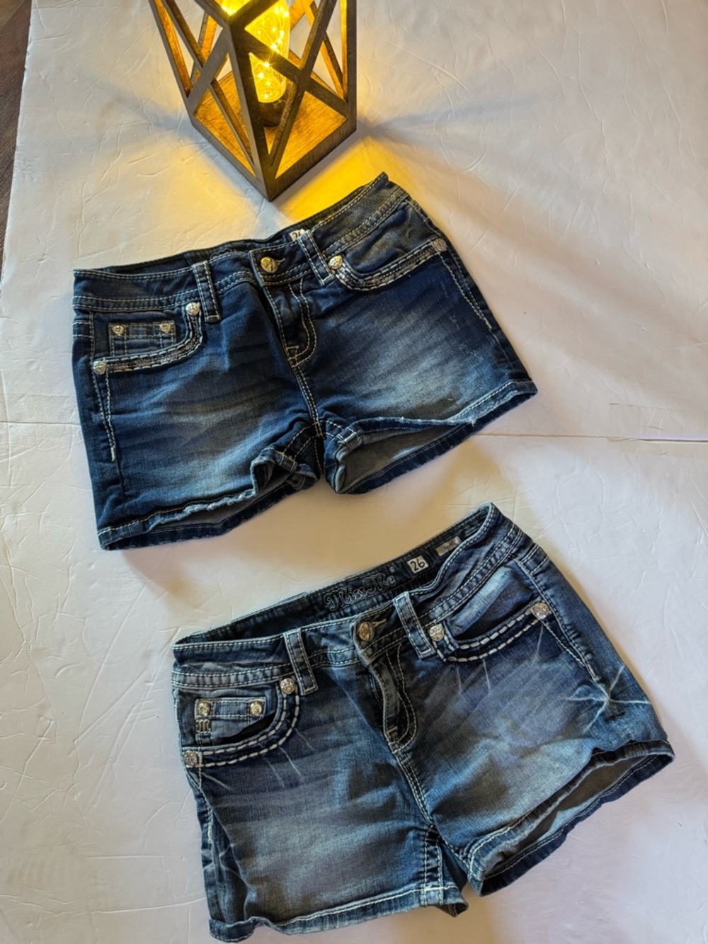 Miss Me Dark Wash Denim Shorts - Blue